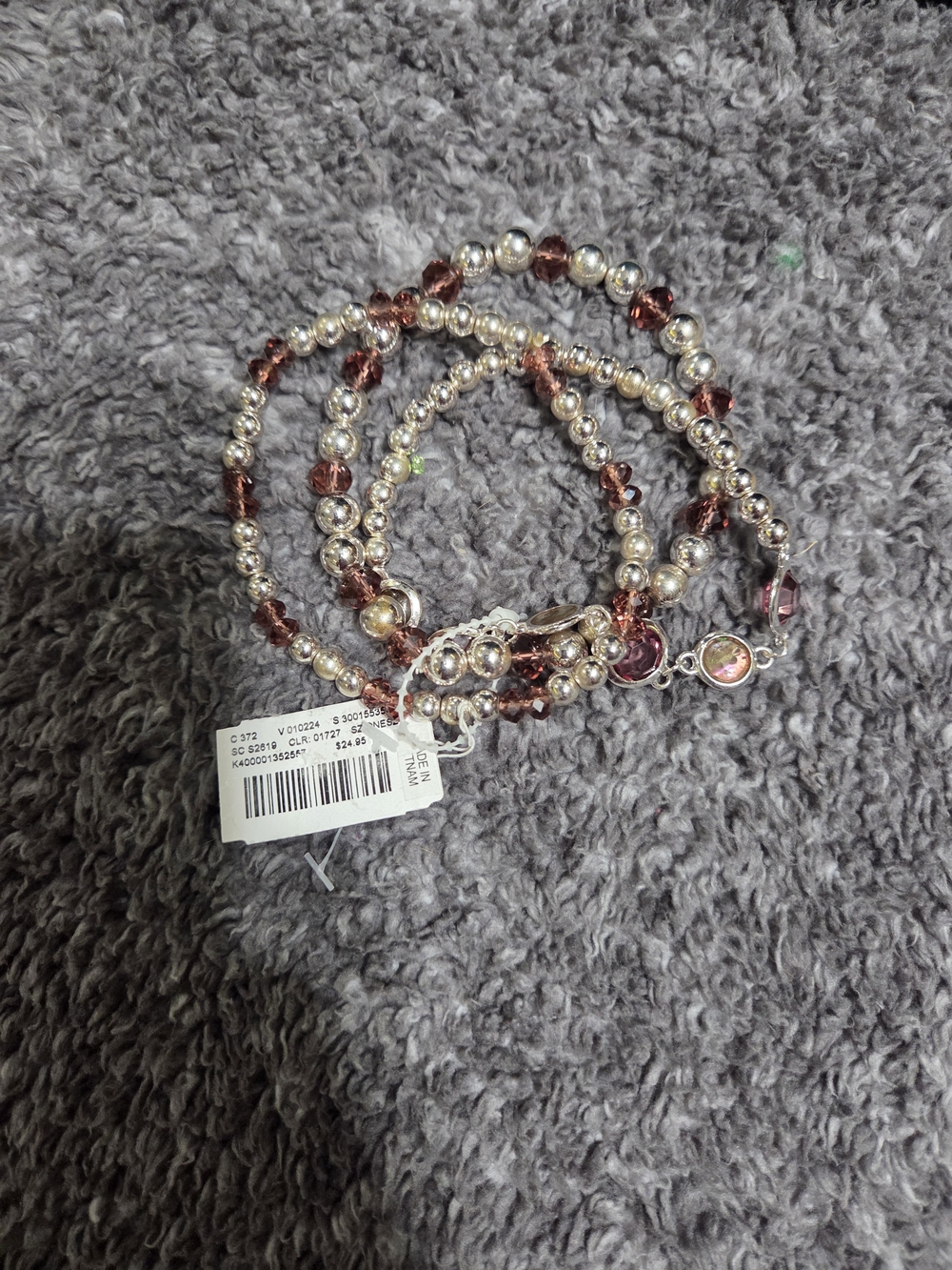 Catherines Silver-Tone Bracelet with Rose Crystal Accents